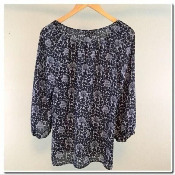 Banana Republic BLUE Floral Blouse Peasant Style - Picture 4 of 5